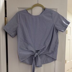 Striped Tie-Front Blouse